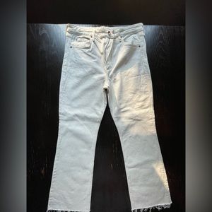 RAG & BONE cream cropped frayed jeans -Size 33